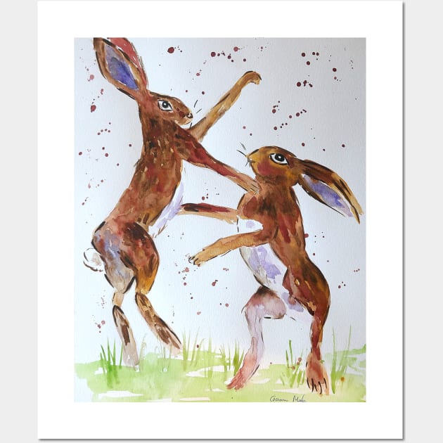 Hares Boxing Wall Art by Casimirasquirkyart